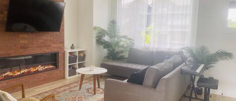 Smart TV y chimenea