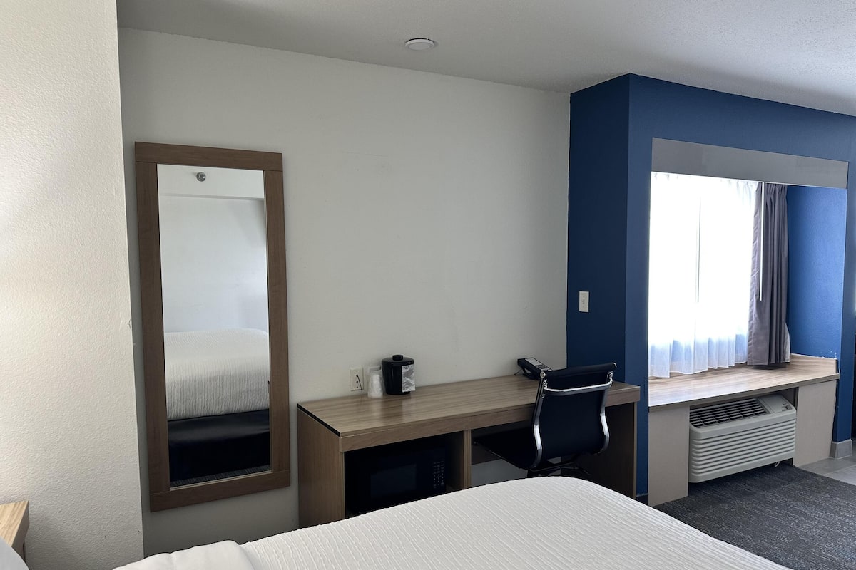 Standard Room, 1 King Bed, Non Smoking, Jetted Tub | Desk, laptop workspace, blackout curtains, iron/ironing board