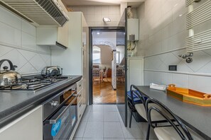 Fridge, oven, dishwasher, coffee/tea maker