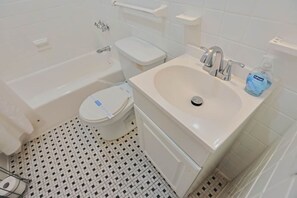 Hair dryer, towels, toilet paper