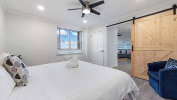 1 bedroom, desk, iron/ironing board, travel crib