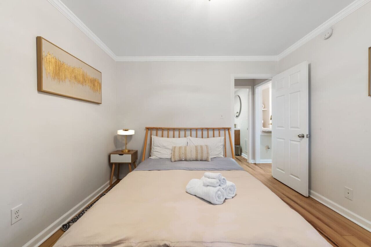 1 bedroom, desk, iron/ironing board, travel cot