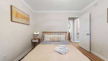 1 bedroom, desk, iron/ironing board, travel cot