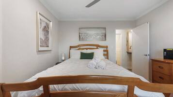 1 bedroom, desk, iron/ironing board, travel crib