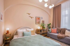 1 slaapkamer, een strijkplank/strijkijzer, reisbedje, wifi