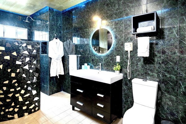 Dusche, Haartrockner, Handtücher