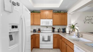 Microwave, oven, coffee/tea maker, toaster