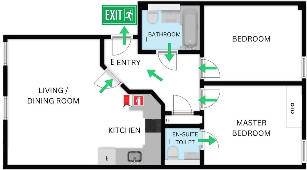 Fire exit instructions