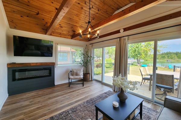 Living room with electric fireplace