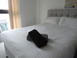 2 habitaciones, escritorio y tabla de planchar con plancha 