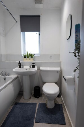 Haartrockner, Handtücher, Seife, Toilettenpapier