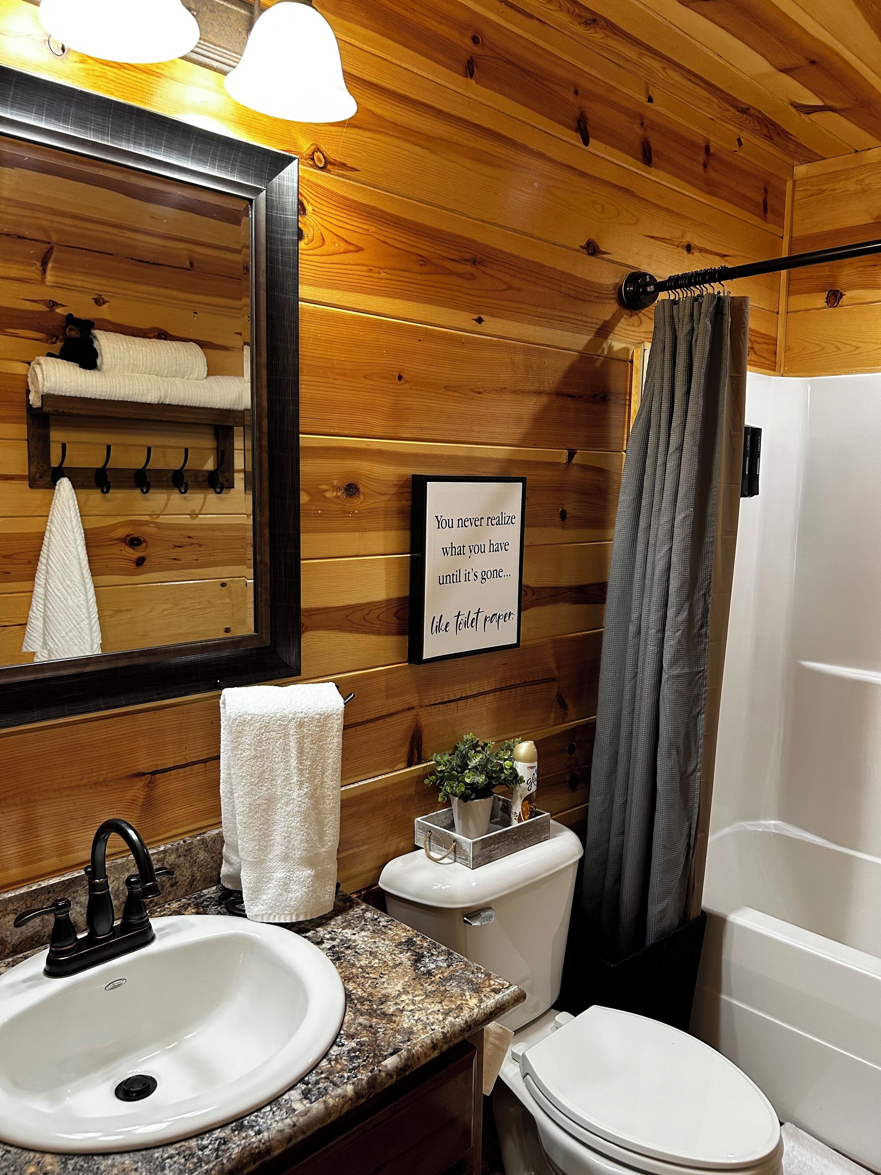 Towels, soap, shampoo, toilet paper