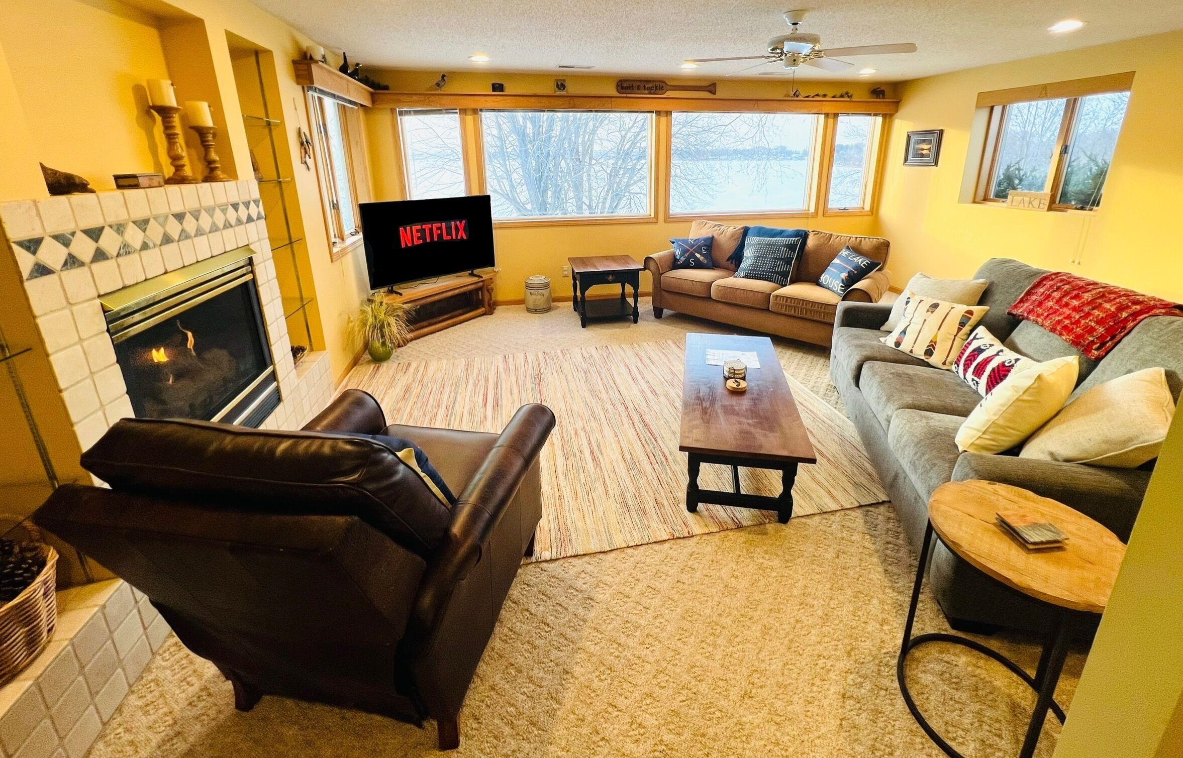 Televisor intel·ligent, llar de foc i llibres 