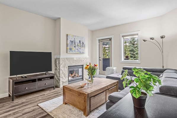 TV, fireplace
