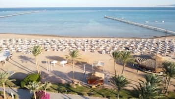 Private beach, sun loungers, beach umbrellas, beach towels