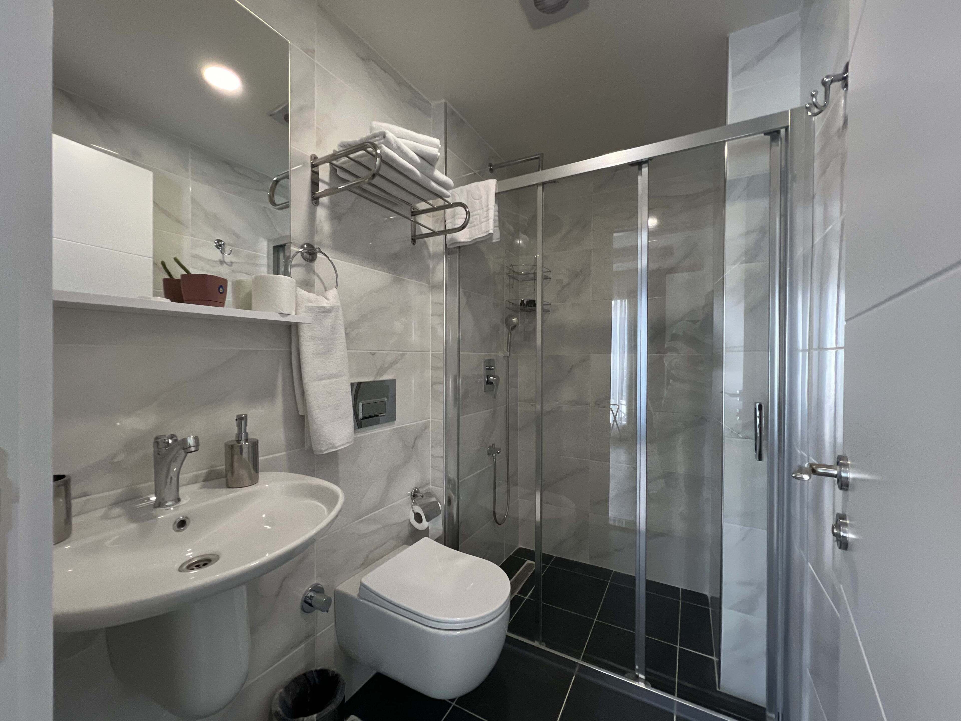 淋浴设施、吹风机、毛巾、肥皂