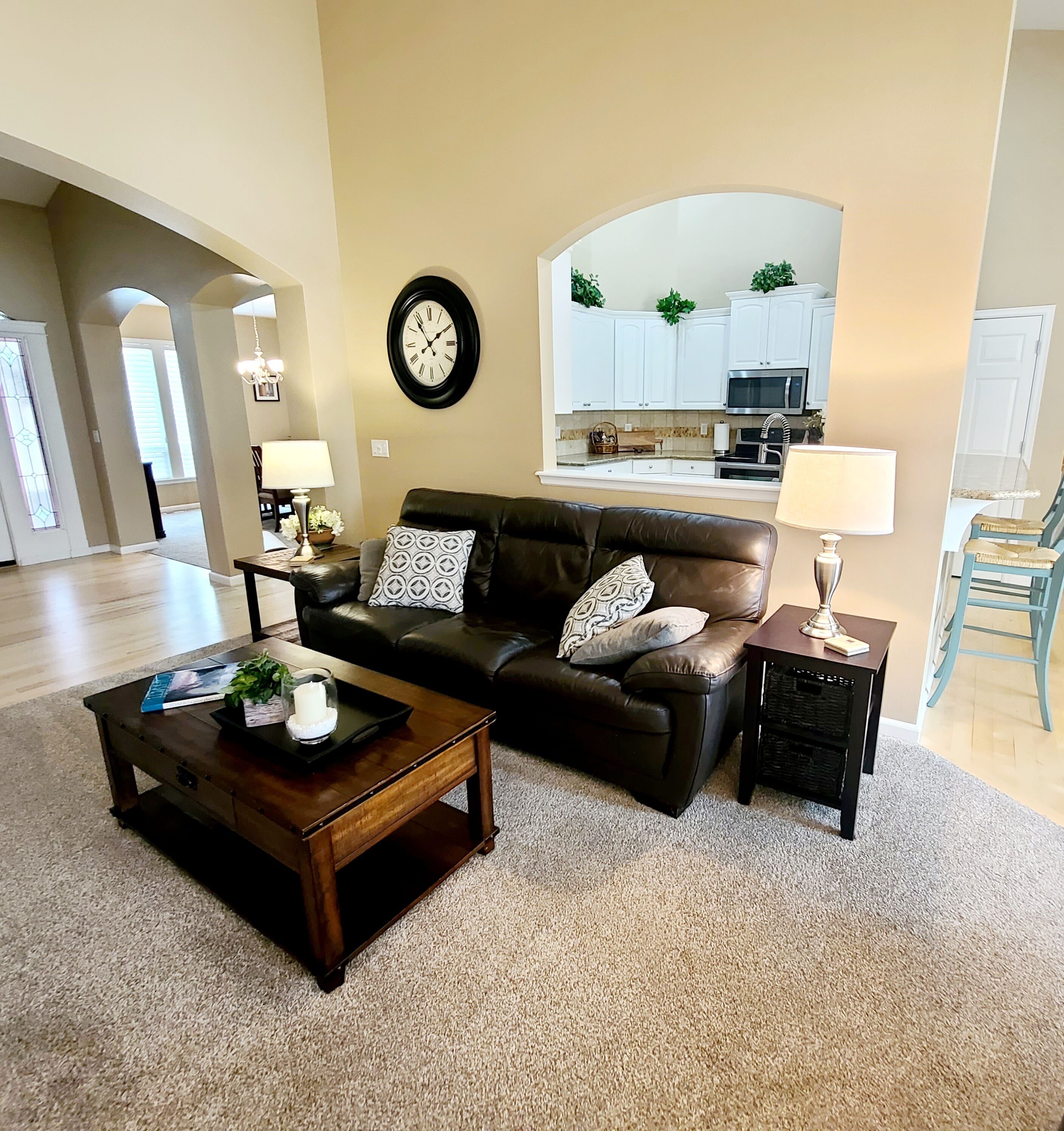 智能电视、壁炉、DVD 播放器、书