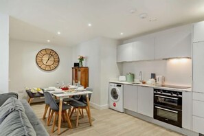 Microwave, oven, dishwasher, high chair