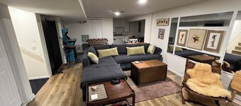 1BR studio/game room w/kitchenette. 900+sq ft for family of 4 w/small pet.