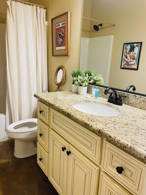 Hair dryer, towels, soap, shampoo - Homey Honey Hive (Covington)