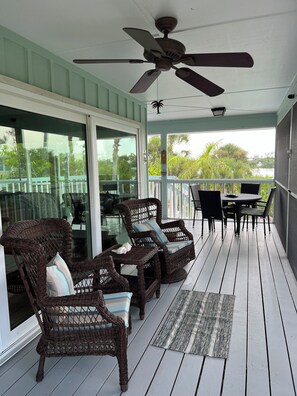 Outdoor dining - Waterfront Island Home with Heated Pool & Dock – Walk to Pristine Beach - Kayaks (Placida)