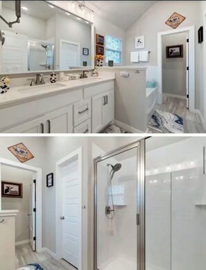 Ducha, secador de pelo, toallas y jabón