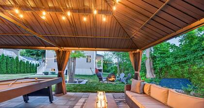 Backyard Oasis: Gazebo, Pool Table & Fire Table