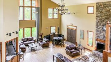 Smart TV, fireplace, video games, books
