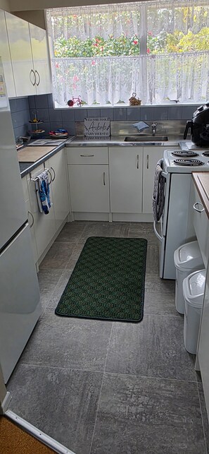 Fridge, microwave, oven, electric kettle