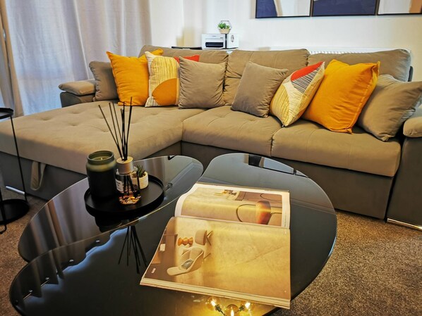 Ferienhaus, 3 Schlafzimmer, Terrasse, Gartenblick | Lounge