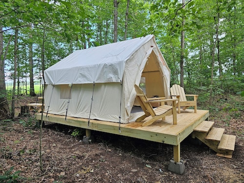 Lovely glamping site off the beaten path in a beautiful wooded setting.