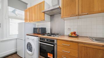 Fridge, microwave, oven, electric kettle