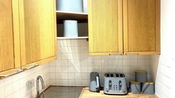 Fridge, microwave, oven, electric kettle