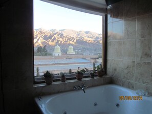 Dusch, bubbelbadkar, hårtork och bidé