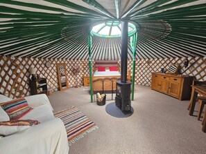 Tent (Lake Yurt with Wood fired hot tub) | Bed sheets - Go Eco Glamping (Lampeter)