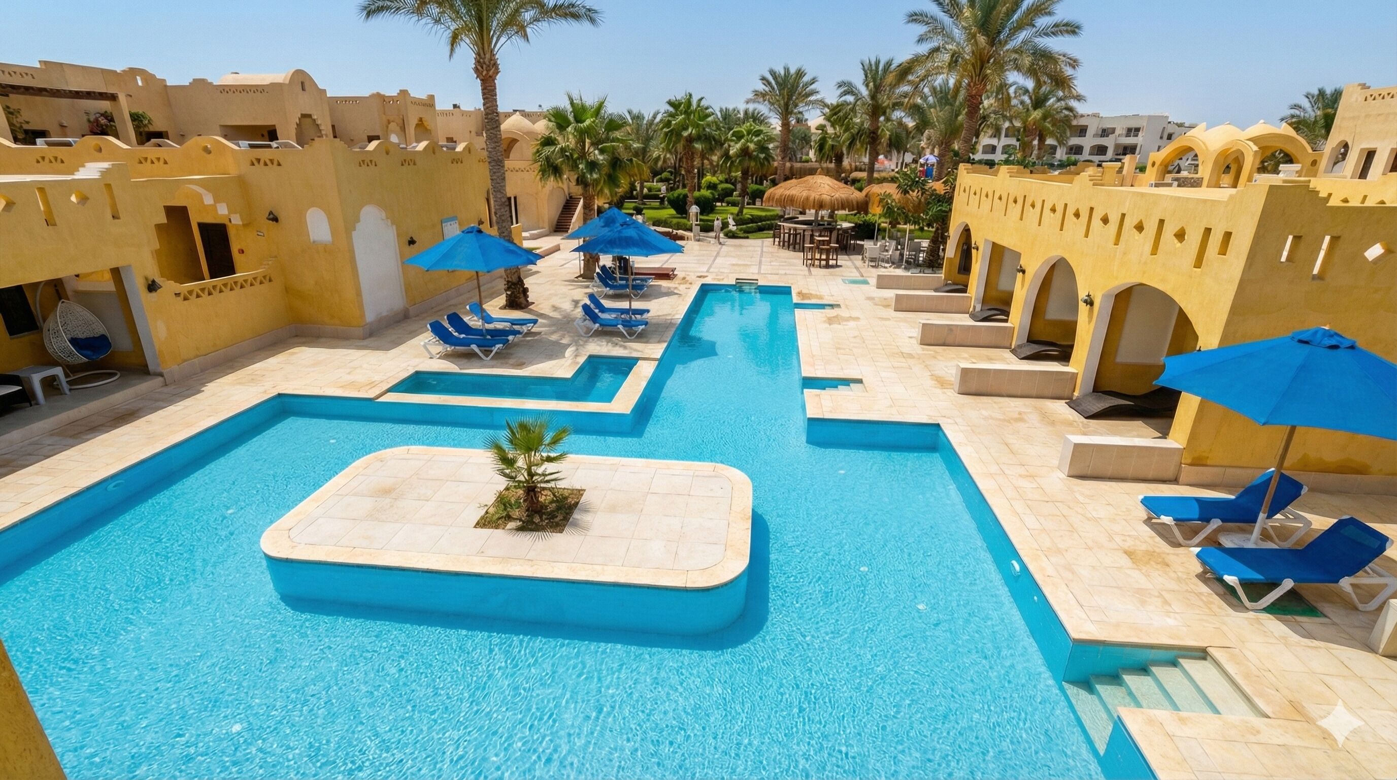 6 개의 야외 수영장, 수영장 파라솔