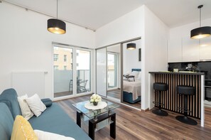 Lägenhet - 1 sovrum - balkong | Vardagsrum