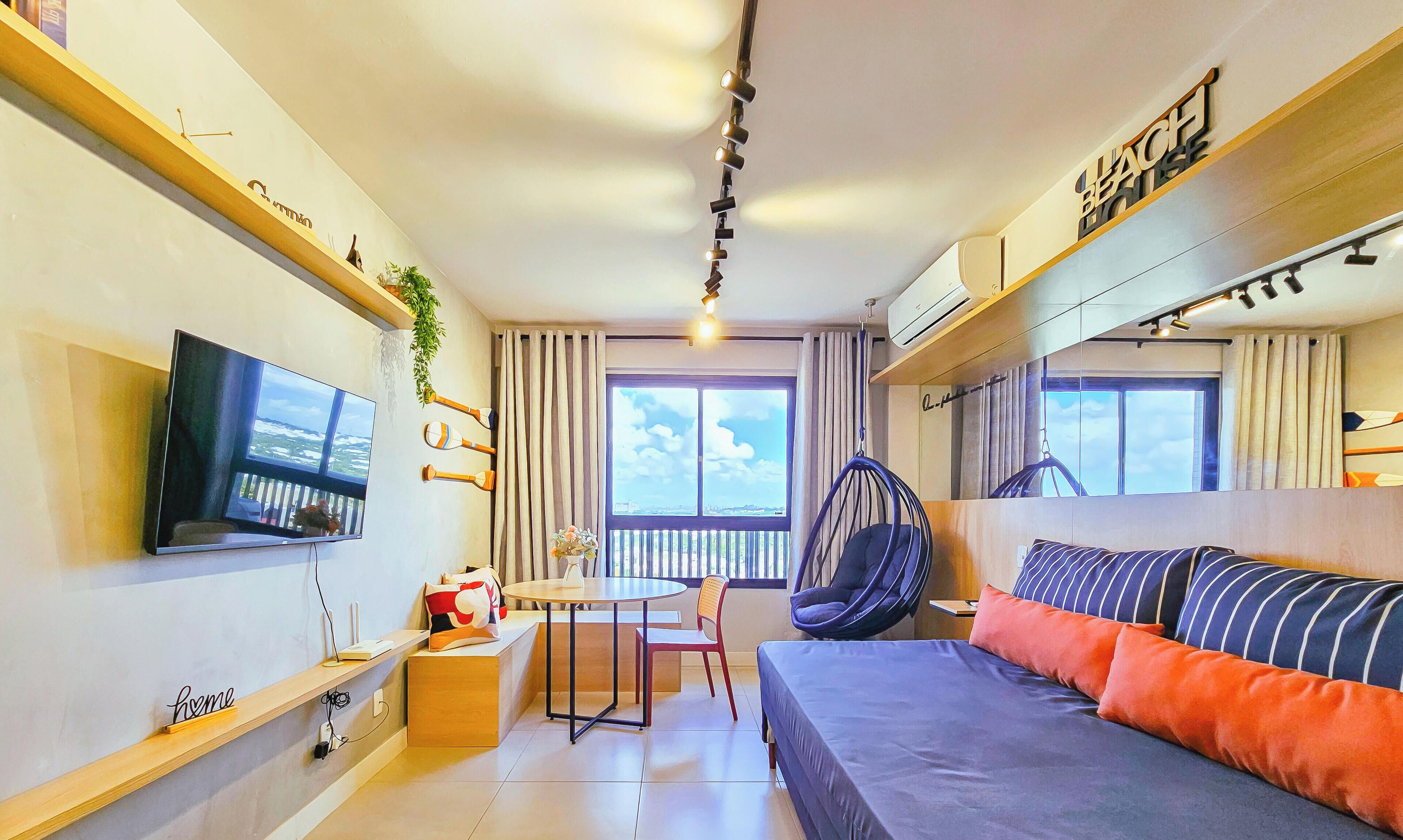 Studio có thiết kế đặc sắc | Màn/rèm cản sáng, bàn ủi/dụng cụ ủi quần áo 