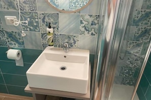 Regadera, secadora de cabello, bidet, toallas