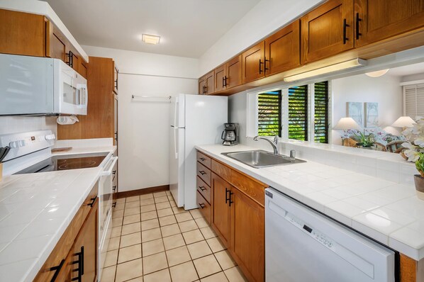 Fridge, oven, stovetop, dishwasher - Kiahuna Plantation Resort Ocean View 2 Bedroom (Koloa)