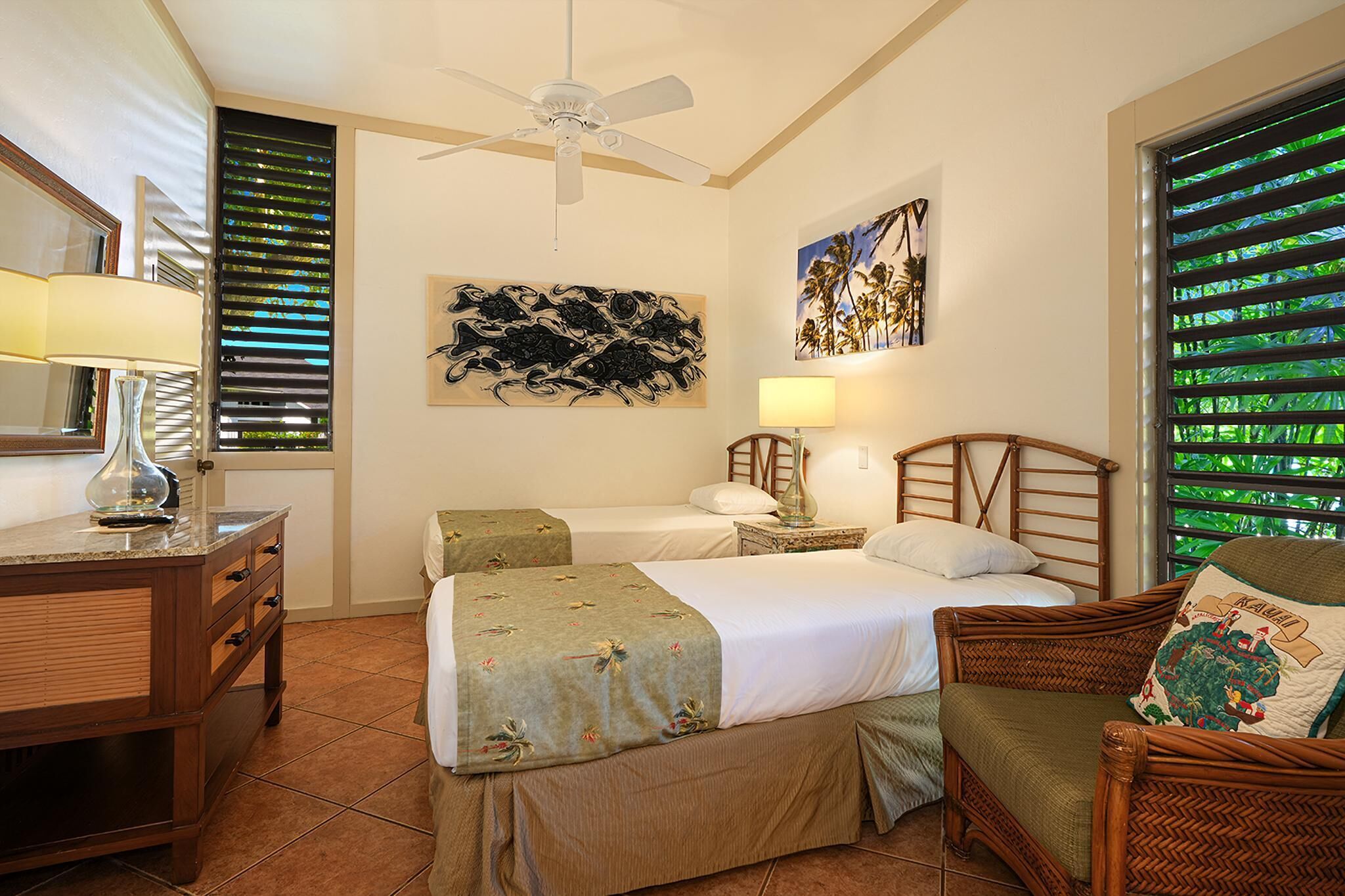 2 bedrooms, in-room safe, iron/ironing board, WiFi