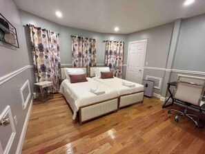 2 bedrooms, desk, iron/ironing board, travel cot