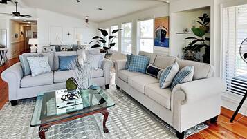 Condo, Multiple Beds, Patio, Ocean View (Oceanside Unit A) | Living area | 42-inch flat-screen TV with digital channels