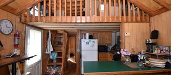 Rustic, cozy lodge available for rent at Plattsburgh RV Park