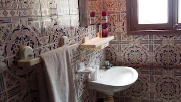 Shower, towels, toilet paper