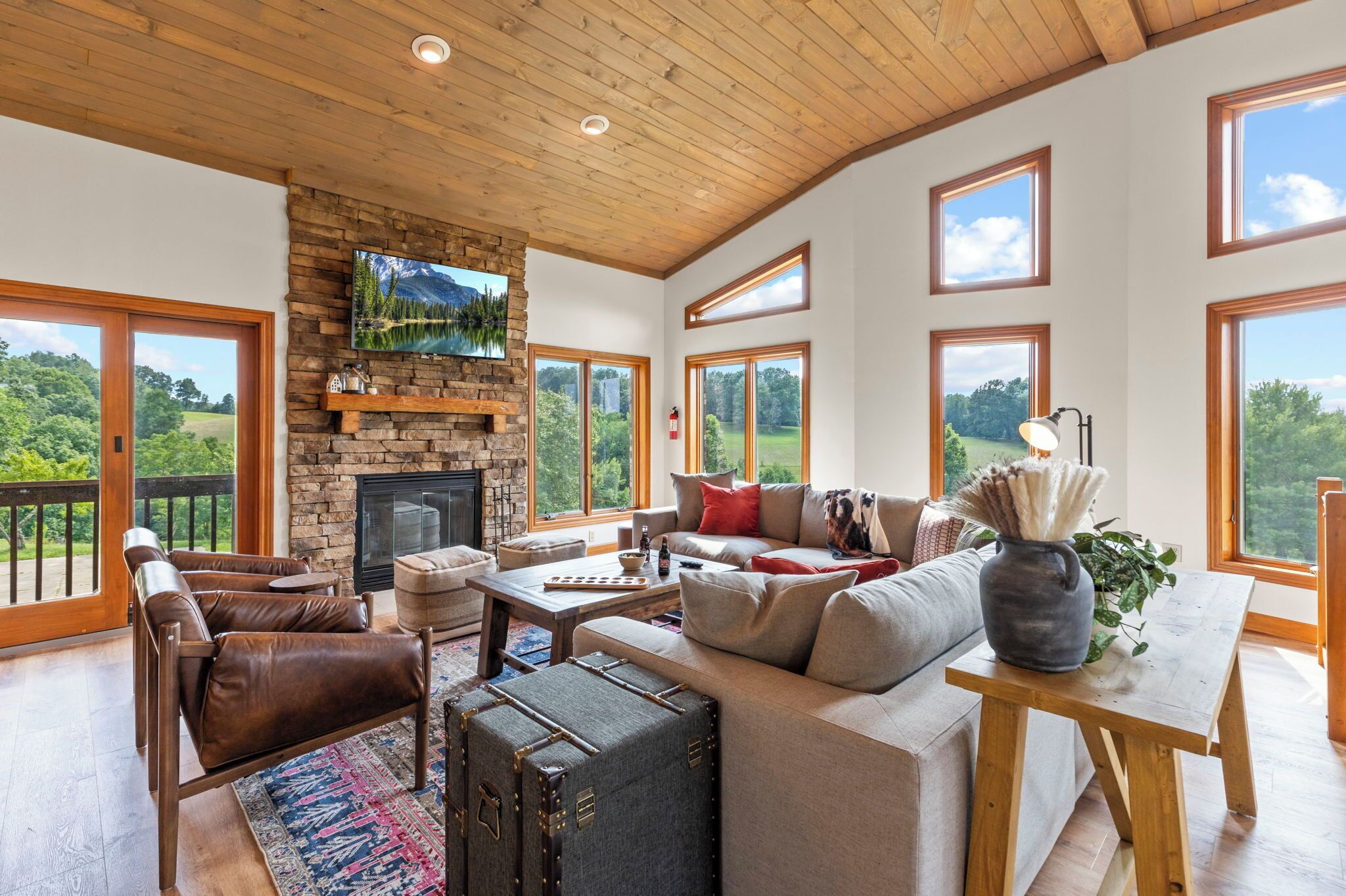 Smart TV, fireplace, video games, books
