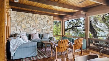 Cabin, 5 Bedrooms, Lake View, Lakeside | Living area | 55-inch Smart TV with digital channels, Netflix, table tennis