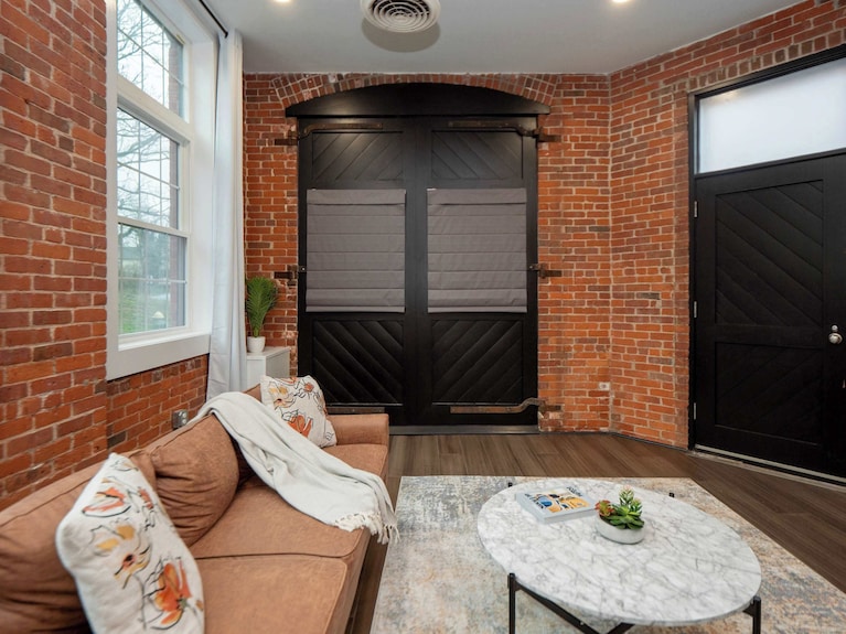 Jennifers Historic Loft | Glass-enclosed Bedroom - Providence, RI