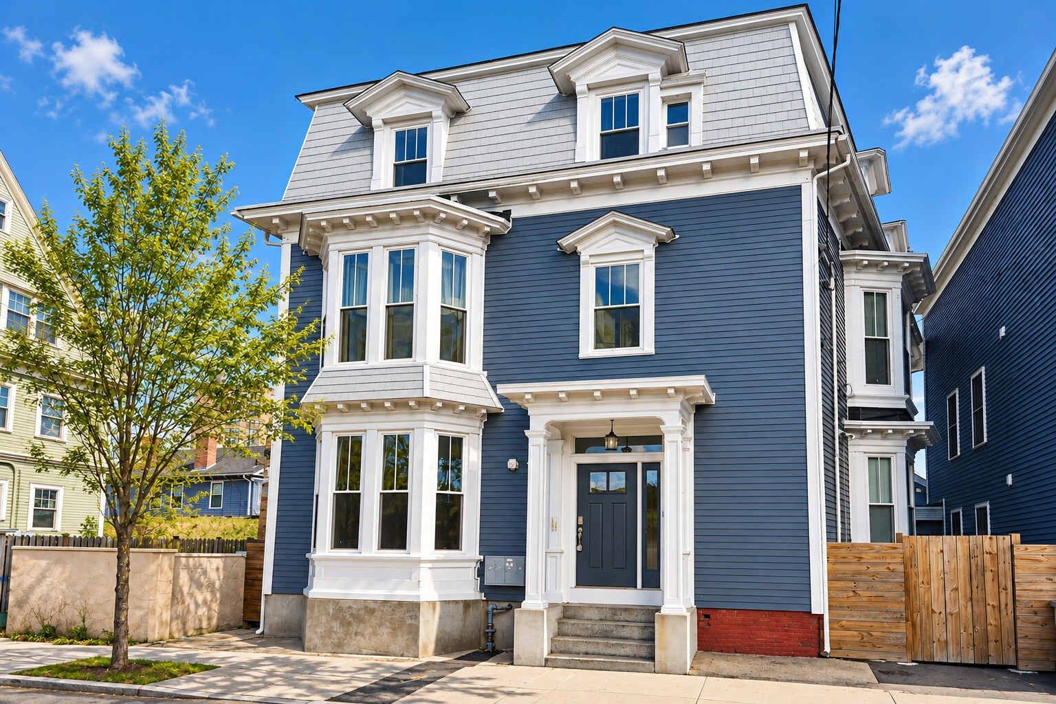 Stately Blue-Gray Victorian Neighborhood Home