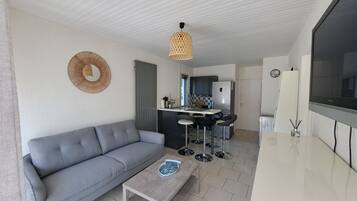 Télévision, table de tennis de table, livres